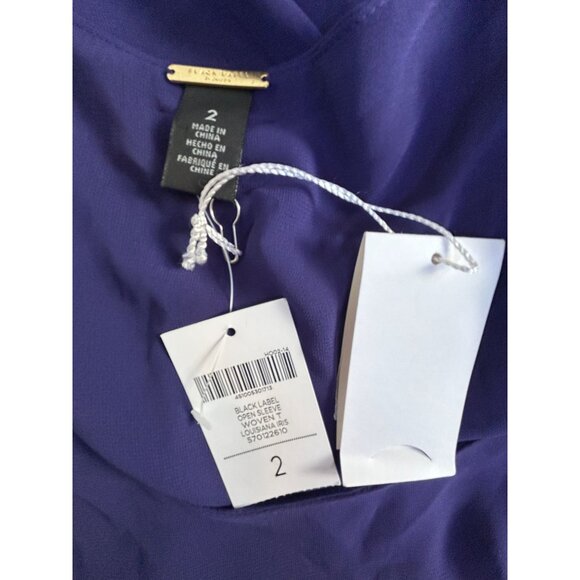 Black Label by Chico's Womens Layered Open Sleeve Woven Blouse Size 2 Purple New - Picture 3 of 8